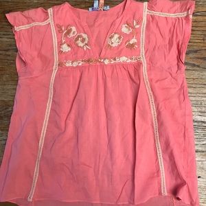 Calypso St Barth peach embroidered shirt